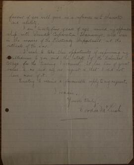 Letter from Gordon McLeish to John S Lumsden  3